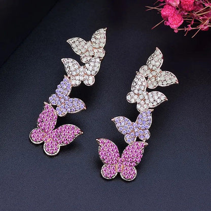 Gloriya Women'S Fashion 925 Sterling Pin Ear Jewelry Micro Pave Colorful CZ Diam
