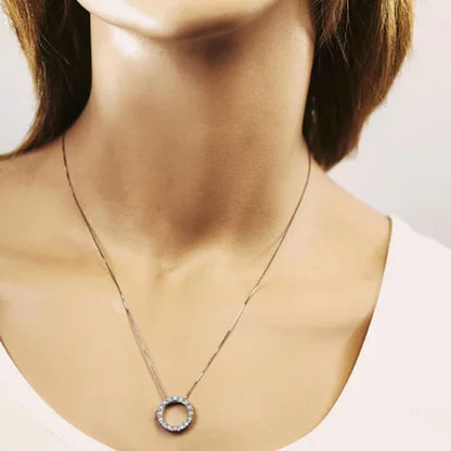 1/4 CT. T.W. Diamond Circle Pendant in 14K White Gold