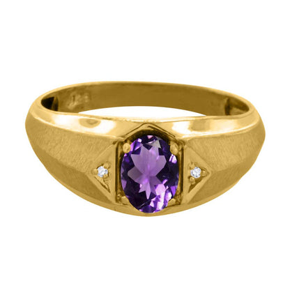 Mauli Jewels Engagement Rings for Men 0.76 Carat Mens Diamond and Oval Amethyst