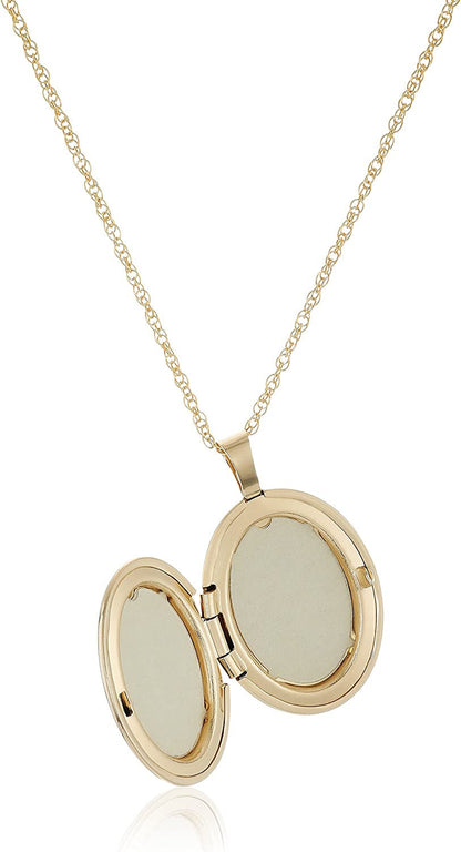 14K Yellow Gold-Filled Oval Locket with Diamond-Accent, 20"