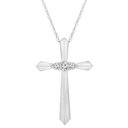 0.13 CT. T.W. Diamond Cross Pendant 14K Gold
