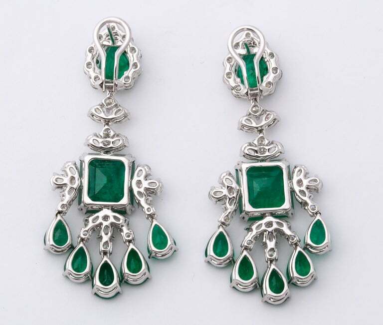 Green Emerald and Diamond Chandelier Earring