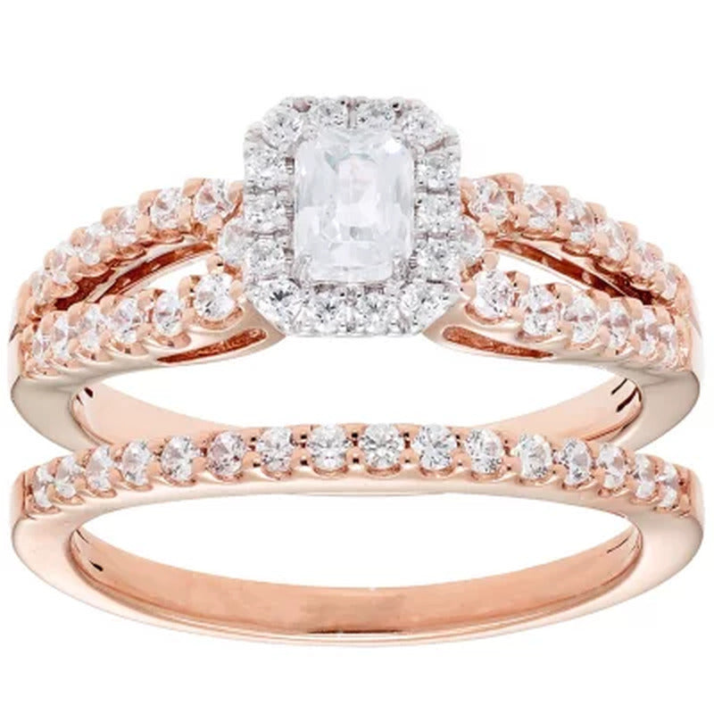 1.00 CT. T.W. Emerald Cut Diamond Engagement Ring and Band in 14K Gold (I, I1)
