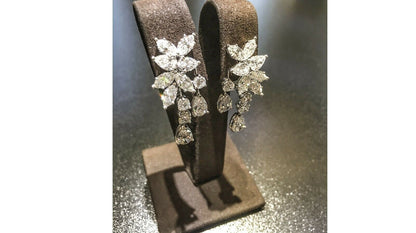 DIAMOND PEAR SHAPE MARQUISE SHAPE ROUND BRILLIANT SHAPE SET DANGLE EARRING