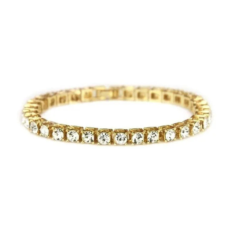 2021 Lastest Hip Hop Mens Iced Out Diamond Crystal Single Row Tennis Bracelet Si