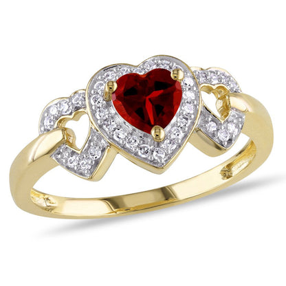 Miabella Women'S 1/2 Carat T.G.W. Heart-Shape Garnet and 1/8 Carat T.G.W. Round-