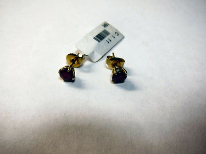 1.11 CT RUBY ROUND SHAPE MEDIUM RED STUD EARRING ROUND STUD 18 K YELLOW GOLD