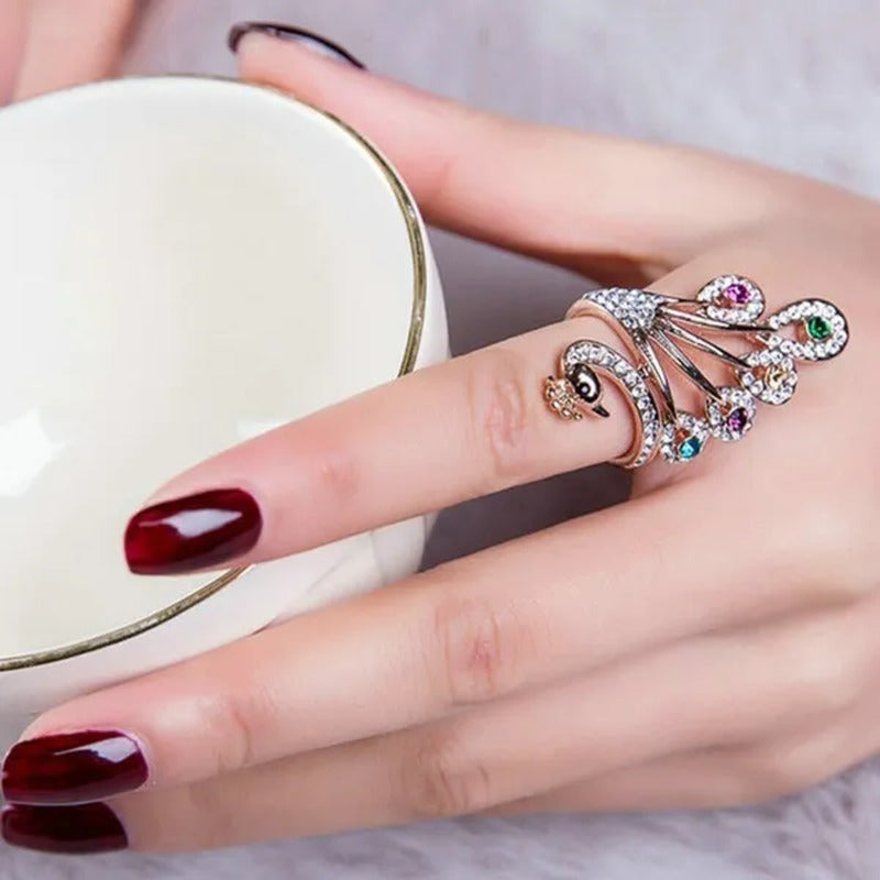 Women round Cut Diamond Ring Peacock Cocktail Ring Fashion Jewellry