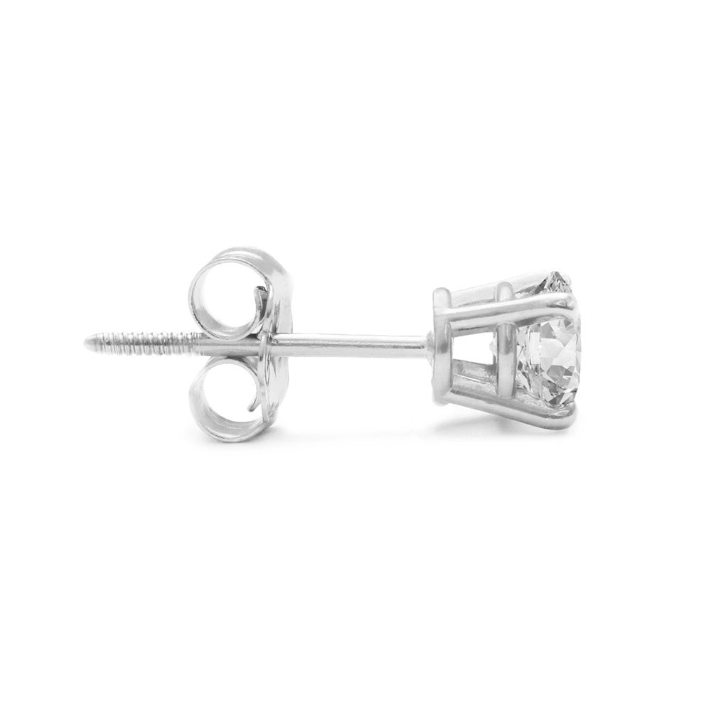 Nearly 3/4 Carat Diamond Stud Earrings in 14 Karat White Gold for Women, Teens a