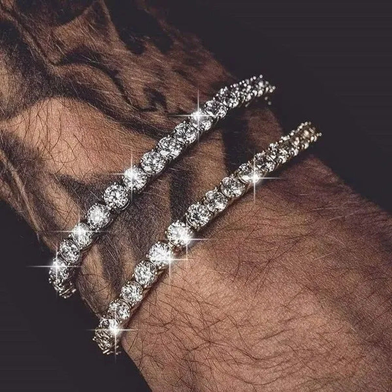 2021 Lastest Hip Hop Mens Iced Out Diamond Crystal Single Row Tennis Bracelet Si