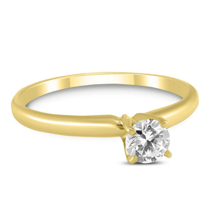1/3 Carat round Diamond Solitaire Ring in 14K Yellow Gold (J-K-L Color, I2-I3 Cl
