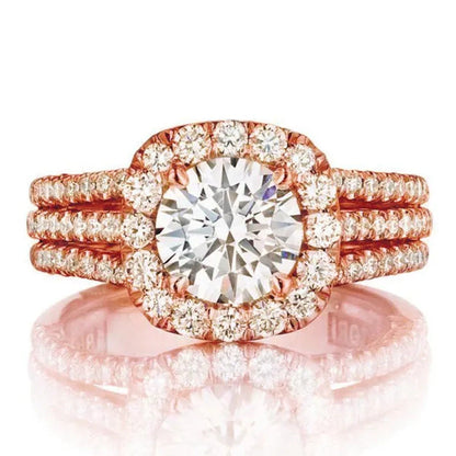 Women Wedding Diamond Ring 18K Gold Micro Pave Diamond Rings for Engagement Ring