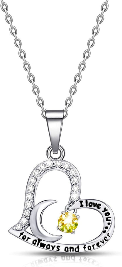 Birthday Gift for Women I Love You Dancing Birthstone Citrine Necklace  Gift for