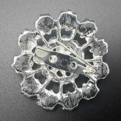 Lot 12Pc Clear Rhinestone Crystal Flower Brooches Pins DIY Wedding Bouquet Broac
