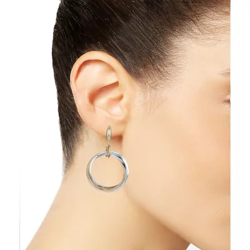 14K Two-Tone Textured Multi Circle Earrings