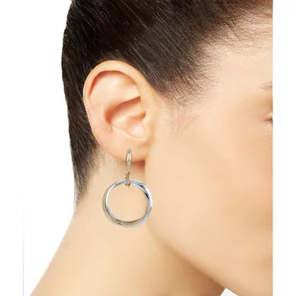 14K Two-Tone Textured Multi Circle Earrings