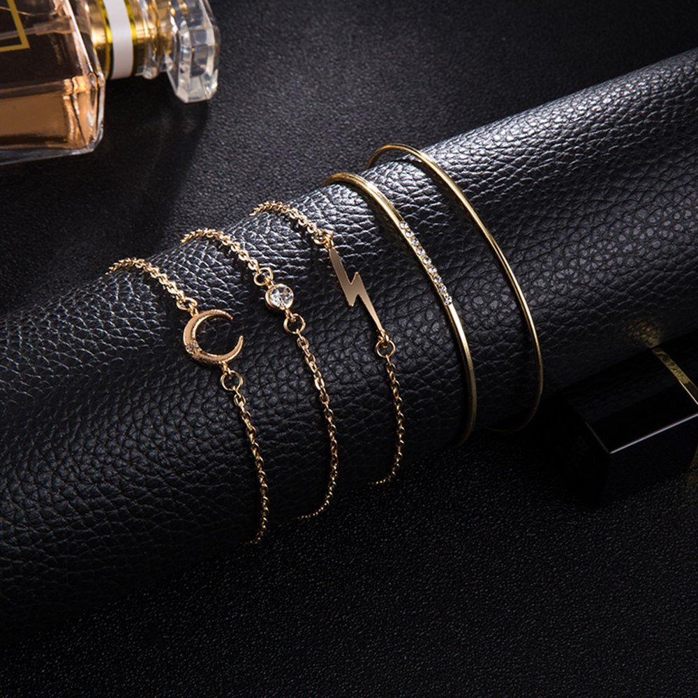 Five-Piece Full Fashionable Moon Personality Bracelets