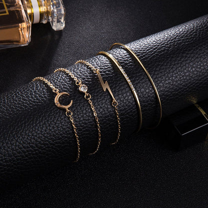Five-Piece Full Fashionable Moon Personality Bracelets