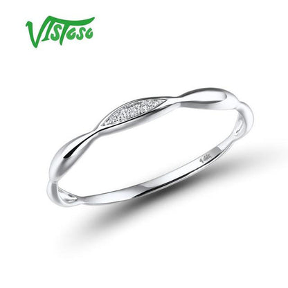 Gold Rings for Women Genuine 14K Yellow/White Gold Ring Shiny Diamond Promise