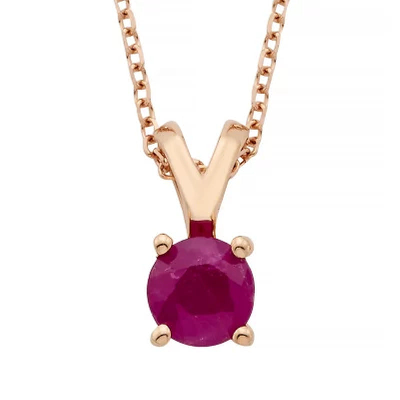 4.5Mm round Ruby Pendant in 14K Gold