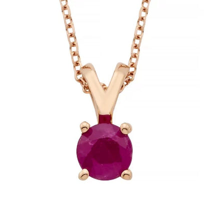 4.5Mm round Ruby Pendant in 14K Gold