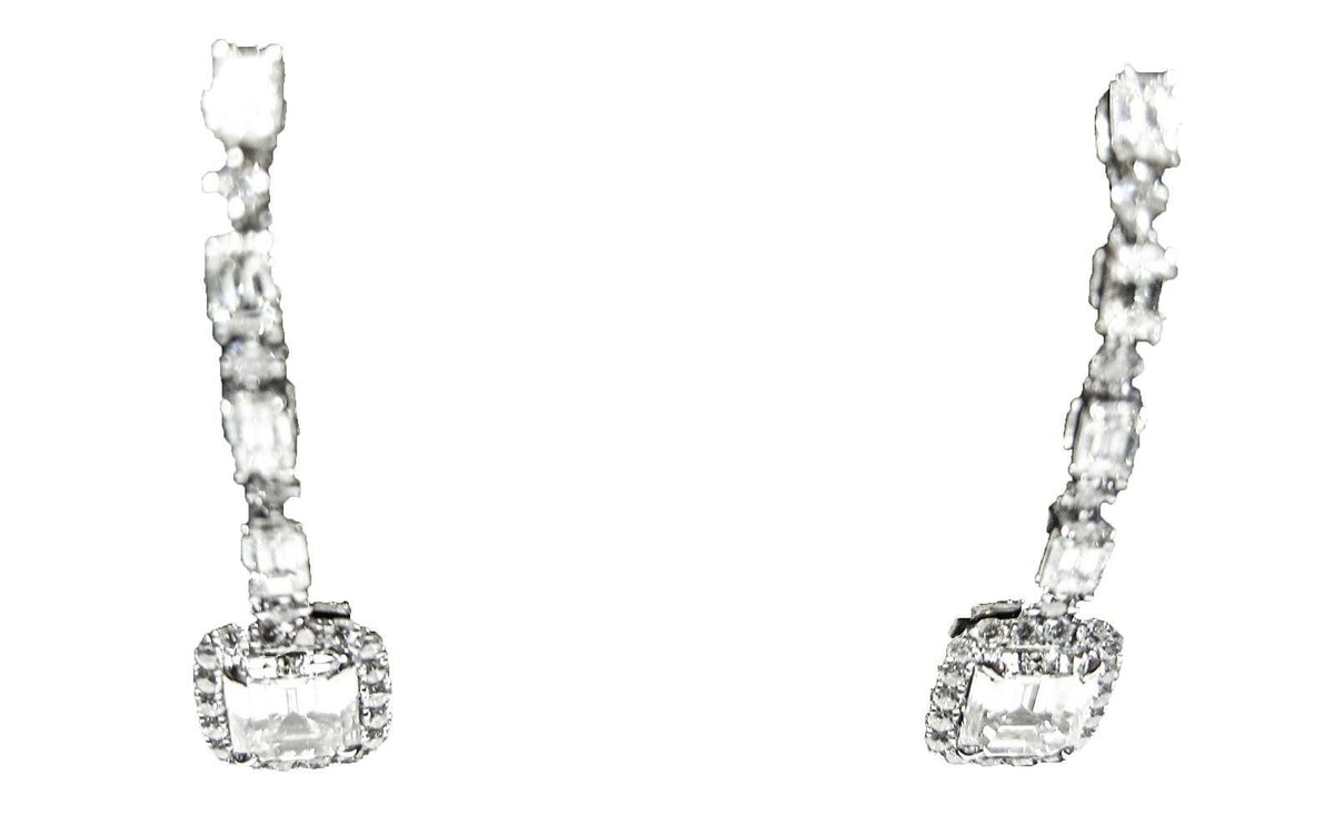 DIAMOND EMERALD SHAPE SET LARGER TO SMALLER AND ROUND DIAMOND EARRING