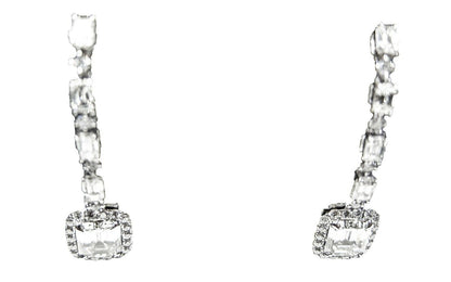 DIAMOND EMERALD SHAPE SET LARGER TO SMALLER AND ROUND DIAMOND EARRING