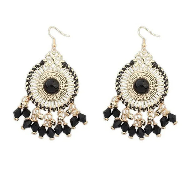 Tassel Wedding Flower Disc Dangle Drop Earrings Fashion Statement Jewelry Ethnic