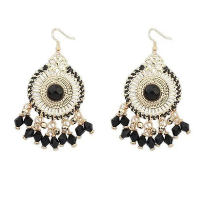 Tassel Wedding Flower Disc Dangle Drop Earrings Fashion Statement Jewelry Ethnic