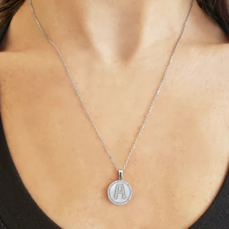 Sterling Silver and Diamond Initial Pendant