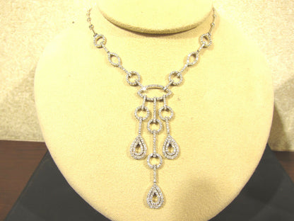 2.99 CT ROUND BRILLIANT DIAMOND FRONT SET ROUND NECKLACE 18 KARAT WHITE GOLD