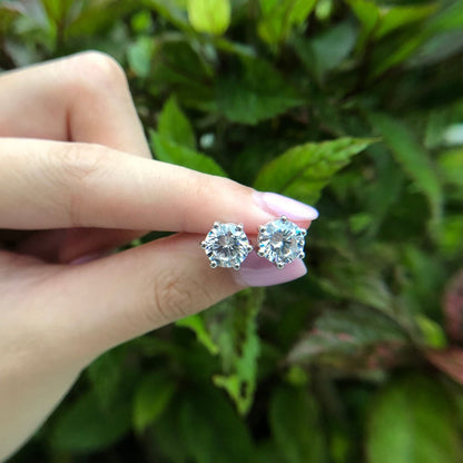 Six Nails Brilliant 0.3-2Carat/Each D Color VVS1 Moissanite Stud Earrings Solid