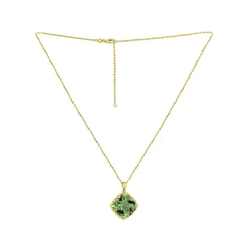 14K Gold Prasiolite Pendant with 16"-18" Chain