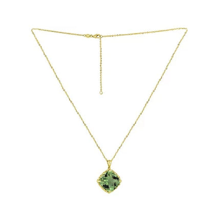 14K Gold Prasiolite Pendant with 16"-18" Chain