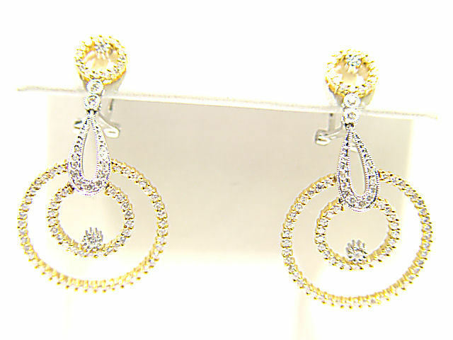DIAMOND ROUND BRILLIANT DANGLE EARRING IN TWO-TONE GOLD DIAMOND EARRING