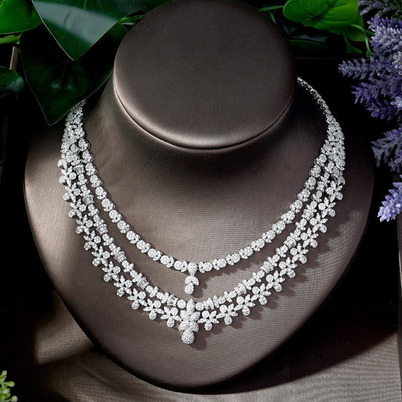 Nigeria 4Pcs Bridal Zirconia Jewelry Sets Luxury Dubai Nigeria CZ Crystal Weddin