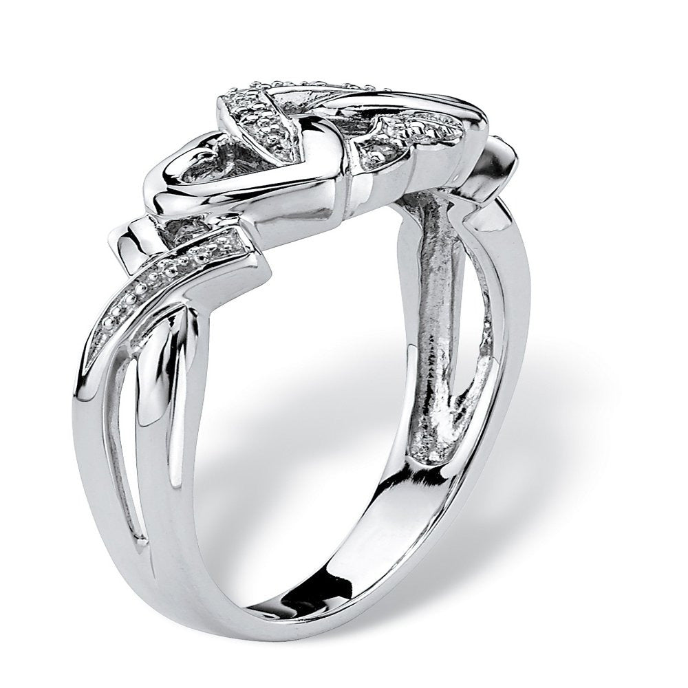 Diamond Accent Interlocking Hearts Promise Ring in Platinum over Sterling Silver