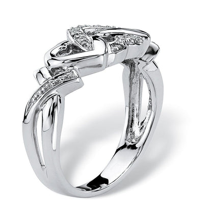 Diamond Accent Interlocking Hearts Promise Ring in Platinum over Sterling Silver