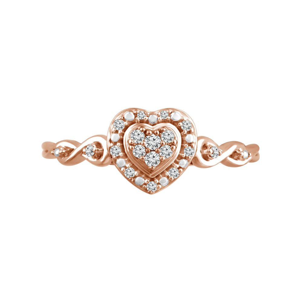 Color of Love 1/10 Cttw Diamonds Promise Ring in 10KT Pink Gold with Garland of
