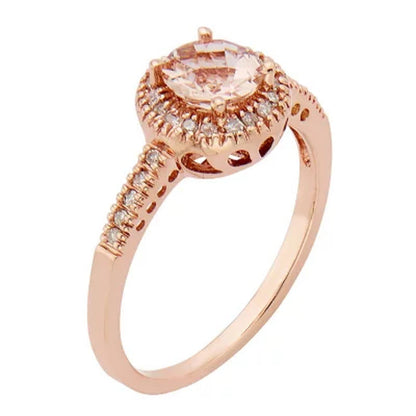 Morganite and 0.13 CT. T.W. Diamond Fashion Ring in 14K Rose Gold