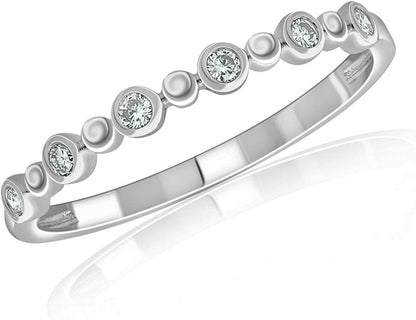 1/8 Carat (Ctw) Diamond Half Eternity Stackable Bezel Set Wedding Anniversary En