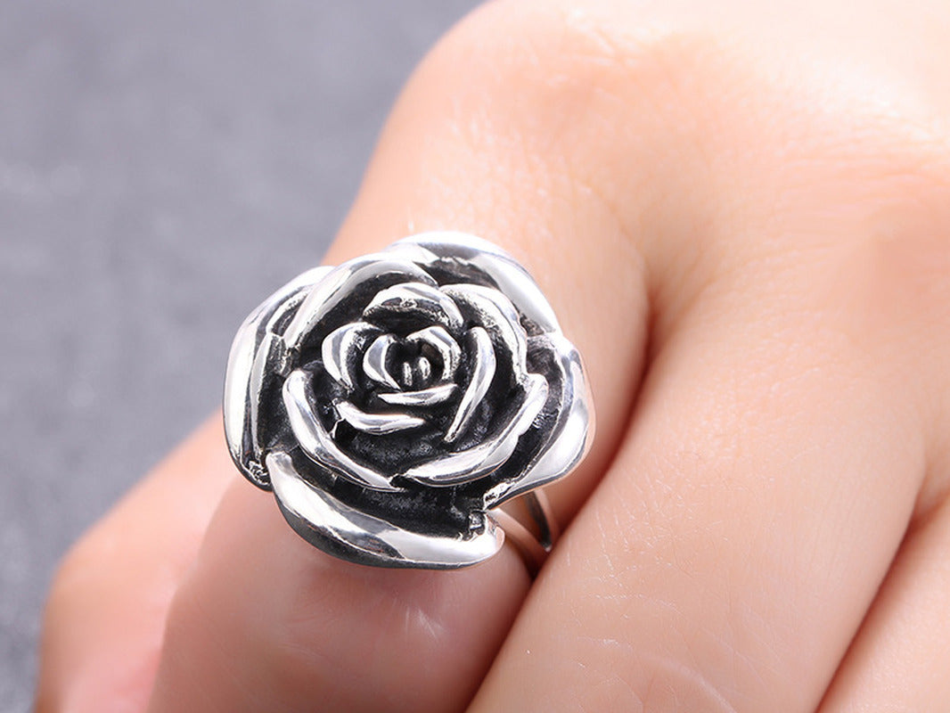 Silver 925 Silver Ring Natural Three-Dimensional Carved Ring Vintage Personality