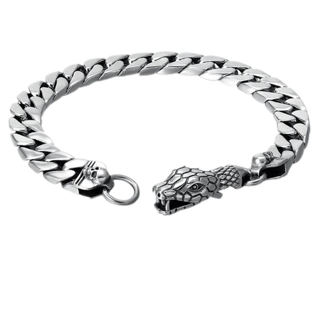 8Mm New S925 Sterling Silver Wrist Chain Jewelry 2022 Trendy Snake Head Buckl
