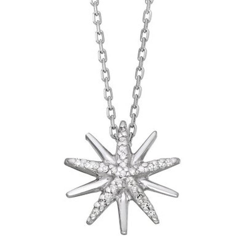 0.21 CT. T.W. Sterling Silver Diamond Starburst Pendant & Earring Set
