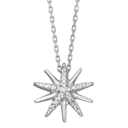 0.21 CT. T.W. Sterling Silver Diamond Starburst Pendant & Earring Set