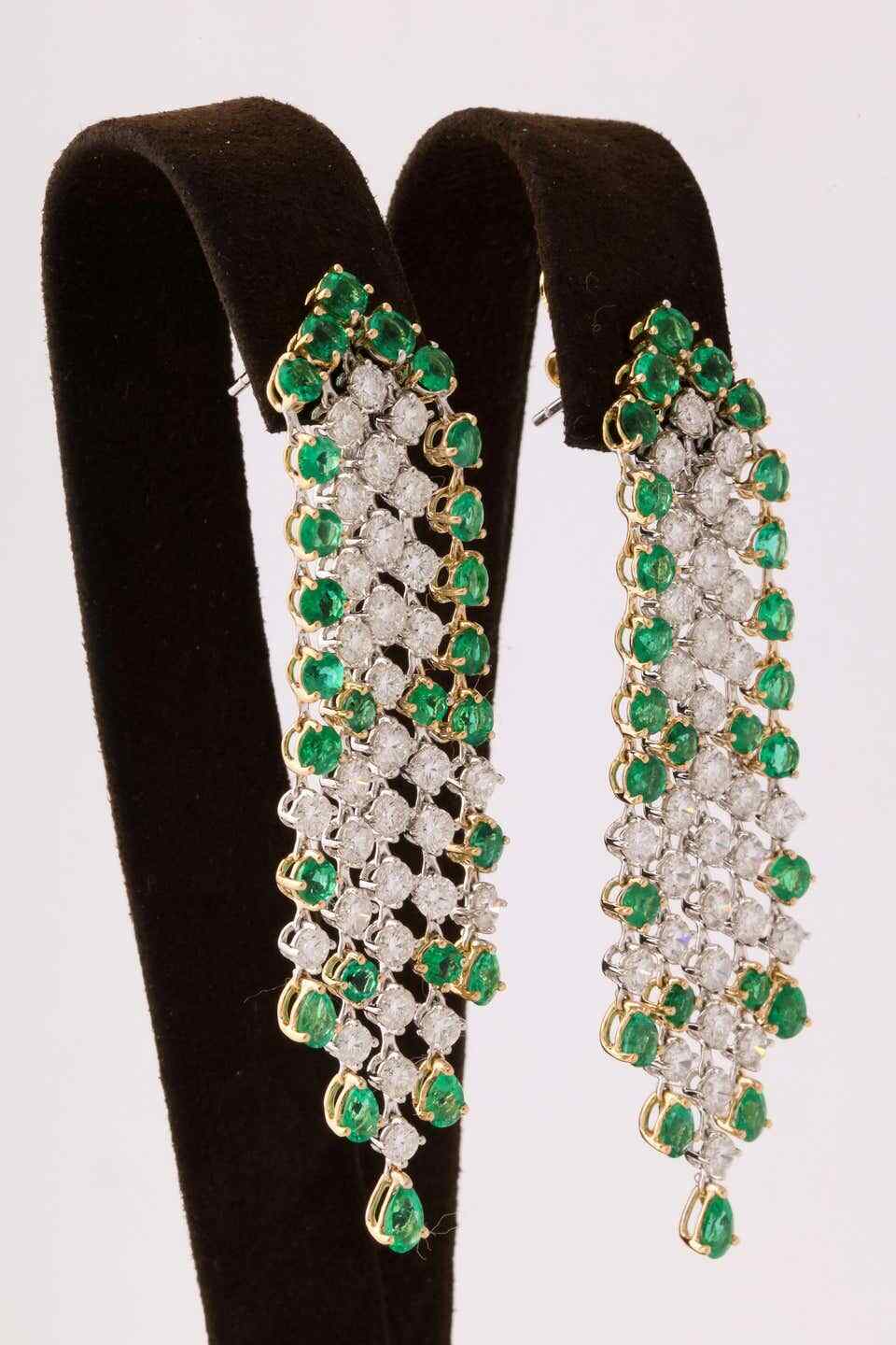 Green Emerald and Diamond Earrings