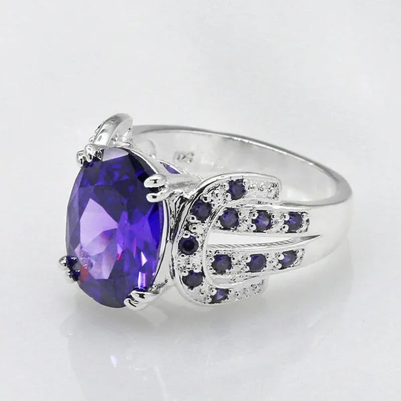 Women Ring 925 Sterling Silver Oval Cut Natural Black Sapphire & Diamond Ring Je