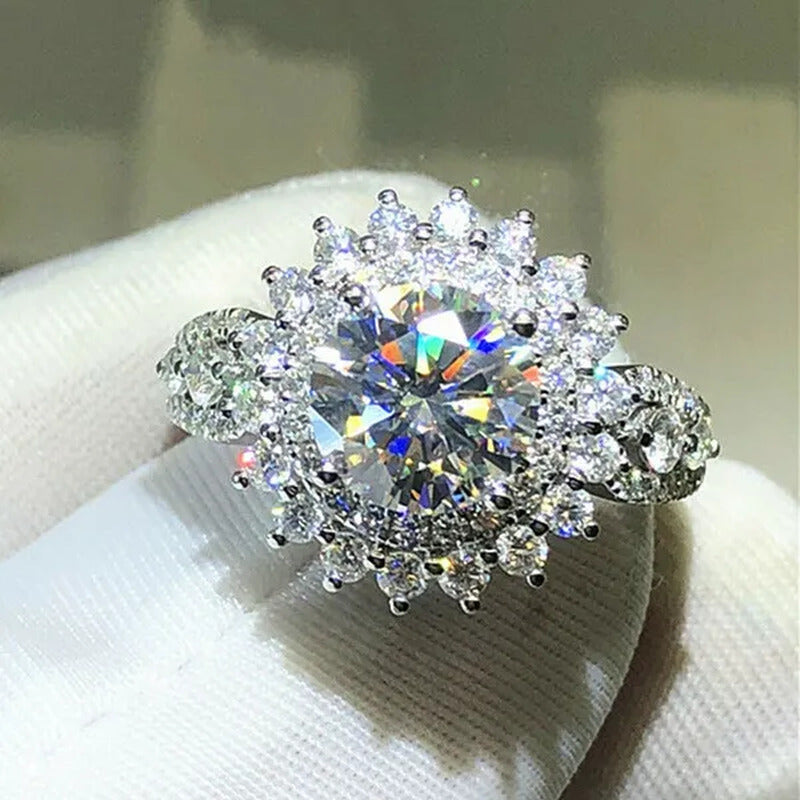 Elegant Woman 925 Sterling Silver Wedding Jewelry for Women Natural Gemstone Rin