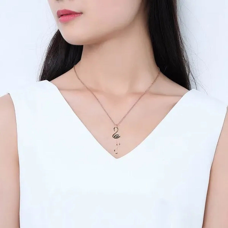 Romantic Elegant Engagement Wedding Linkchain Animal Shape Flamingo Pendant Neck