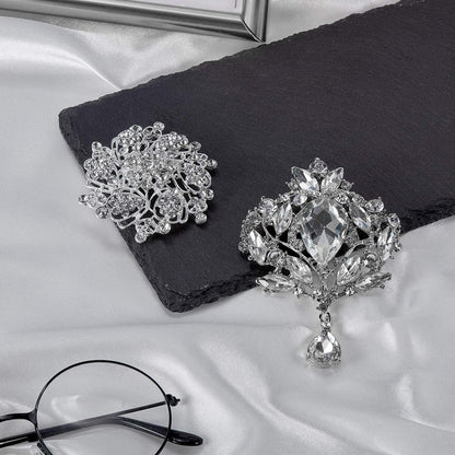 4 Pcs Women'S Rhinestone Brooches Set Flower Crystal Brooches Pins Vintage Weddi